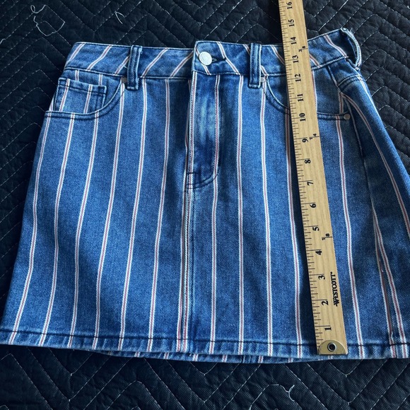 Pacsun Jean Skirt Womens Size 24 Blue Mini Striped - Picture 8 of 8